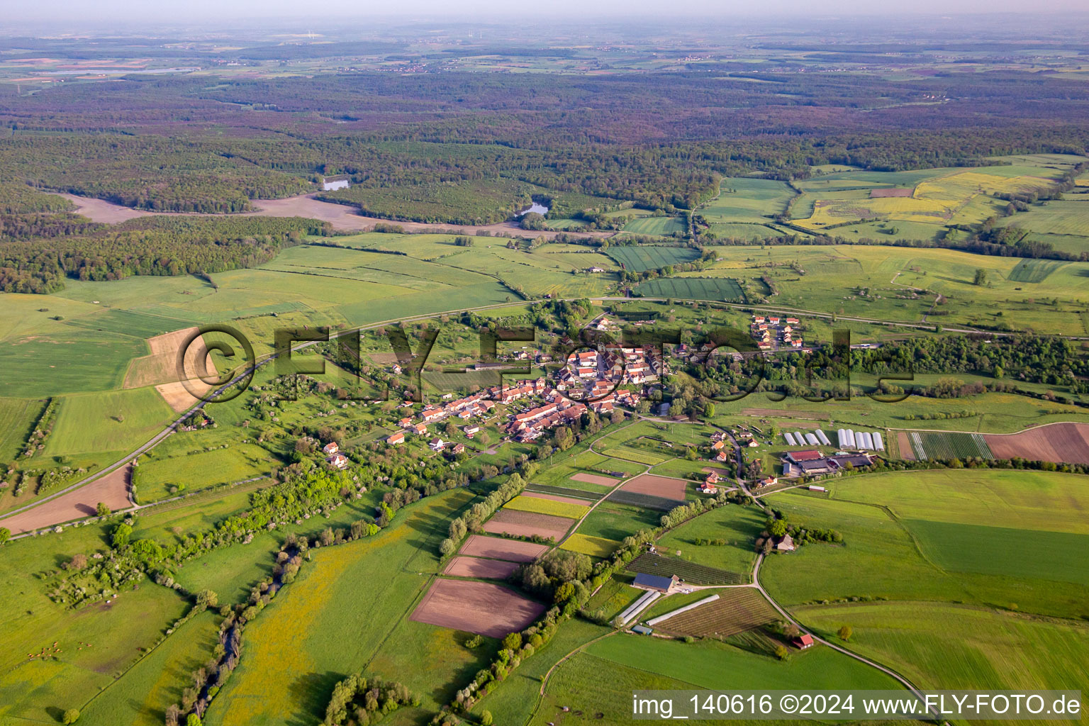 Vue aérienne de Niederstinzel dans le département Moselle, France