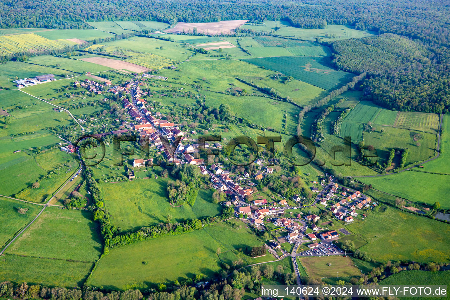 Vue aérienne de Du sud-est à Diedendorf dans le département Bas Rhin, France