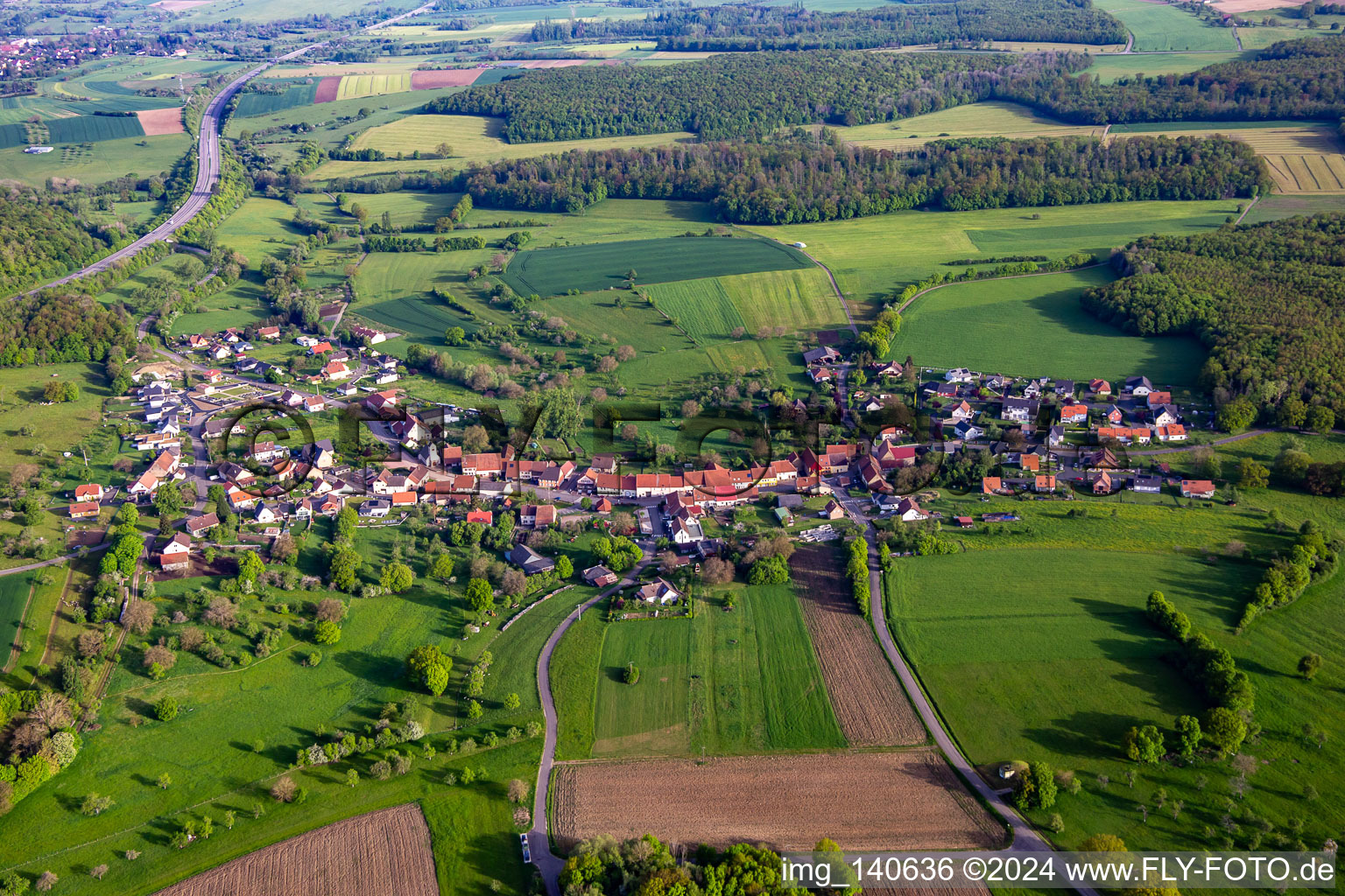 Vue aérienne de Rimsdorf dans le département Bas Rhin, France