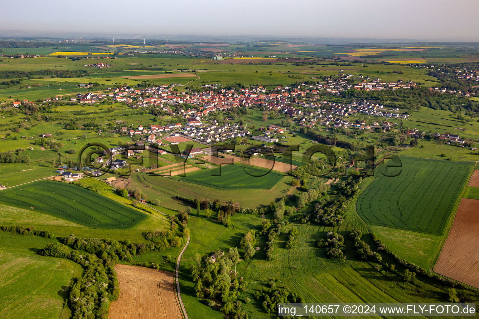 Vue aérienne de Du sud à Bining dans le département Moselle, France