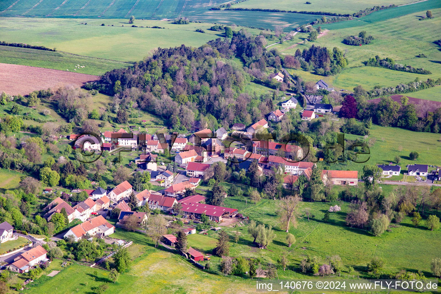 Vue aérienne de Déguisement à Bettviller dans le département Moselle, France