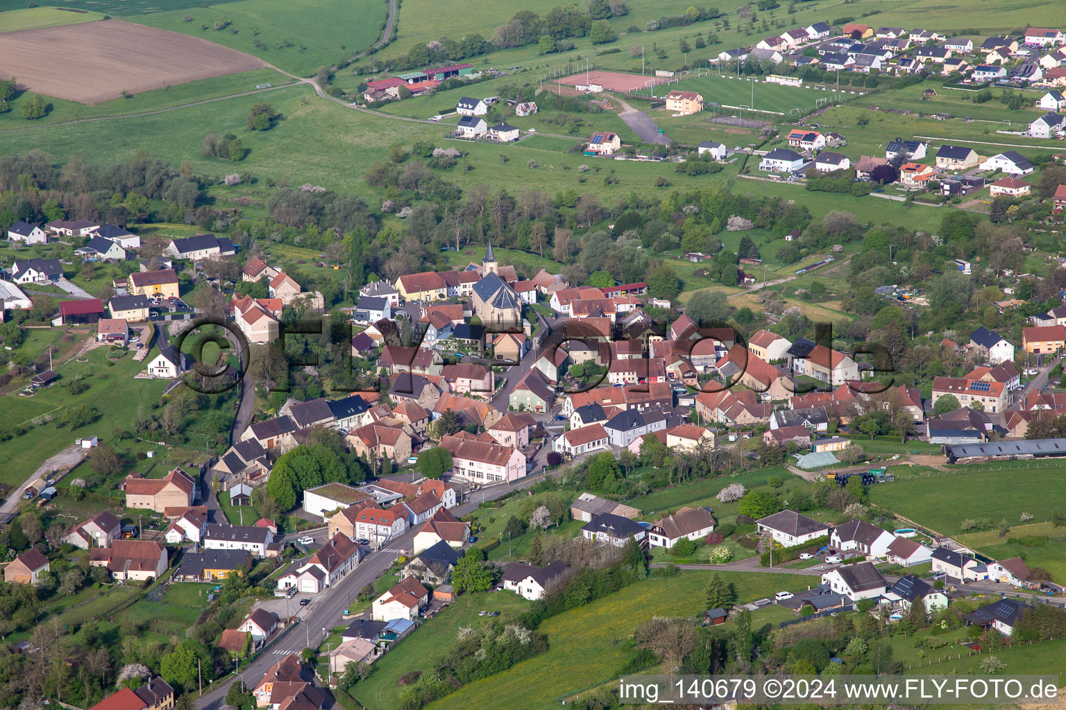 Vue oblique de Gros-Réderching dans le département Moselle, France