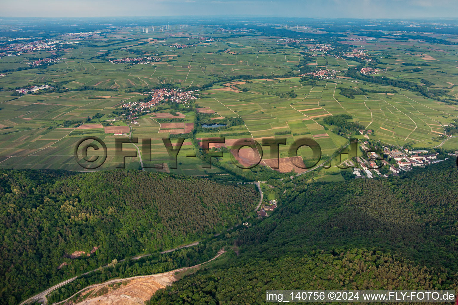 Vue aérienne de De l'ouest à Göcklingen dans le département Rhénanie-Palatinat, Allemagne