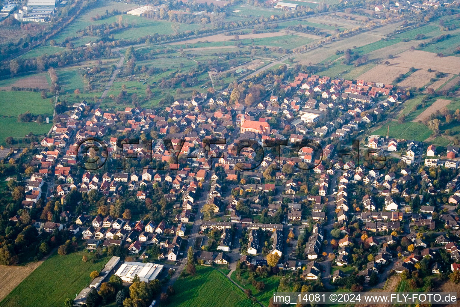 Vue oblique de Quartier Ettlingenweier in Ettlingen dans le département Bade-Wurtemberg, Allemagne