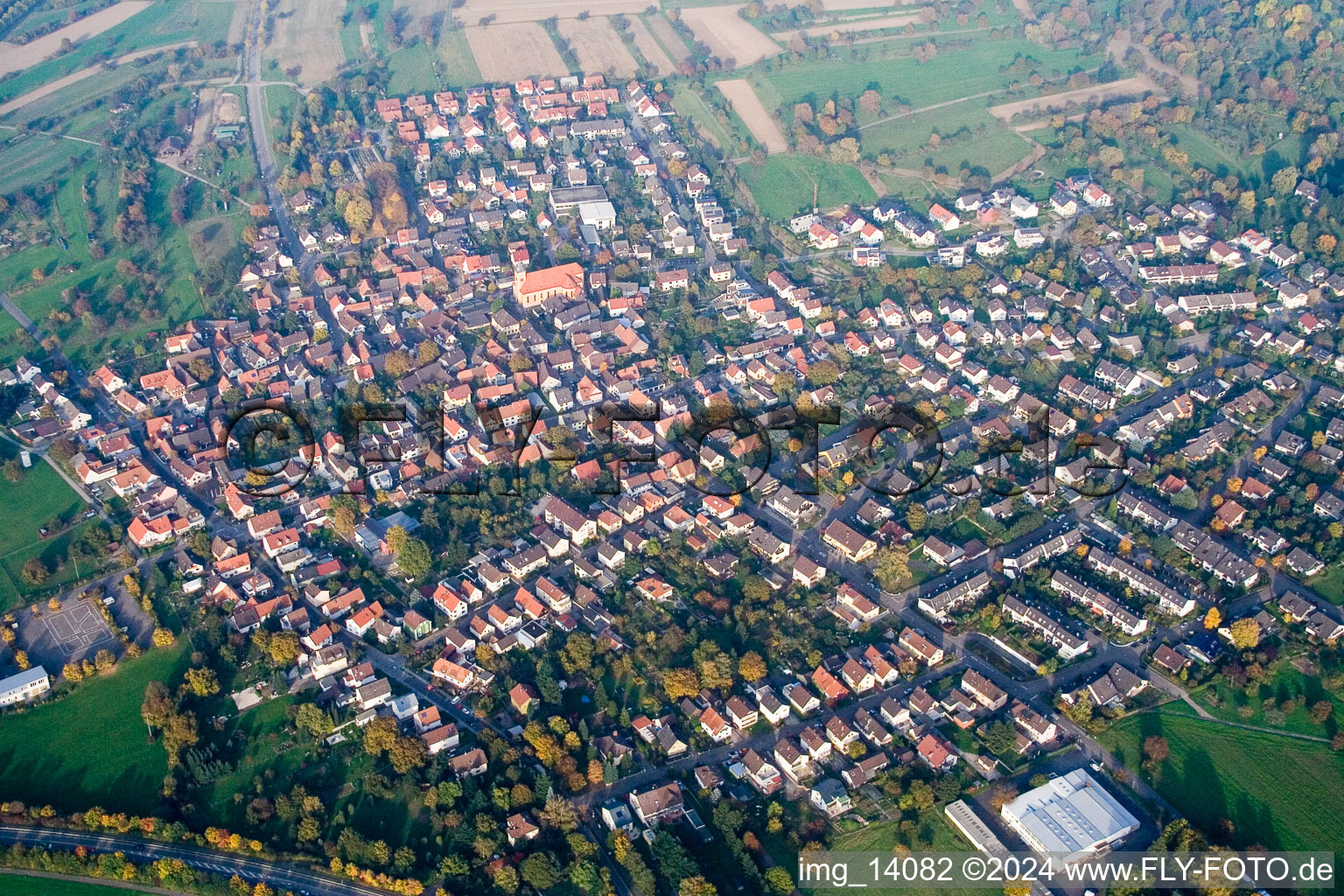 Quartier Ettlingenweier in Ettlingen dans le département Bade-Wurtemberg, Allemagne d'en haut