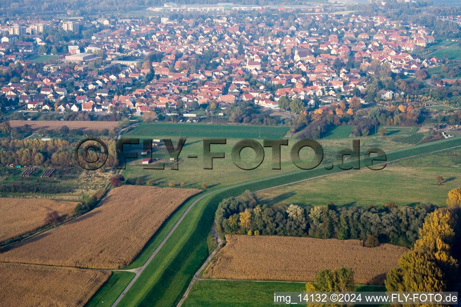 Vue aérienne de Quartier Maximiliansau in Wörth am Rhein dans le département Rhénanie-Palatinat, Allemagne