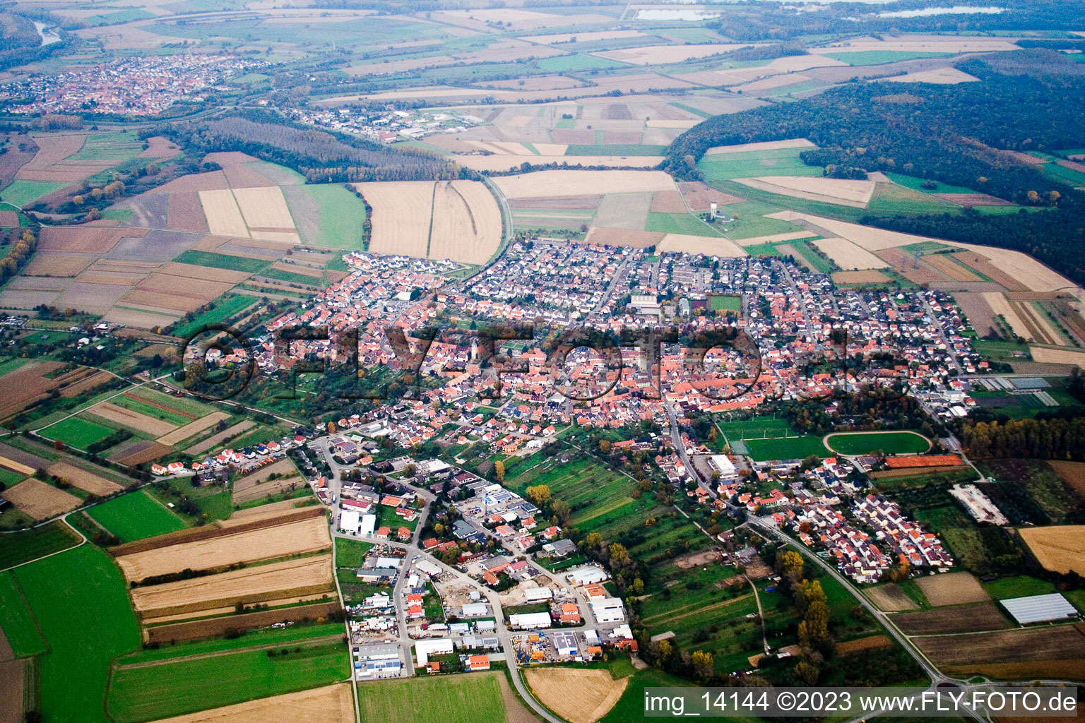 Quartier Hochstetten in Linkenheim-Hochstetten dans le département Bade-Wurtemberg, Allemagne vue du ciel