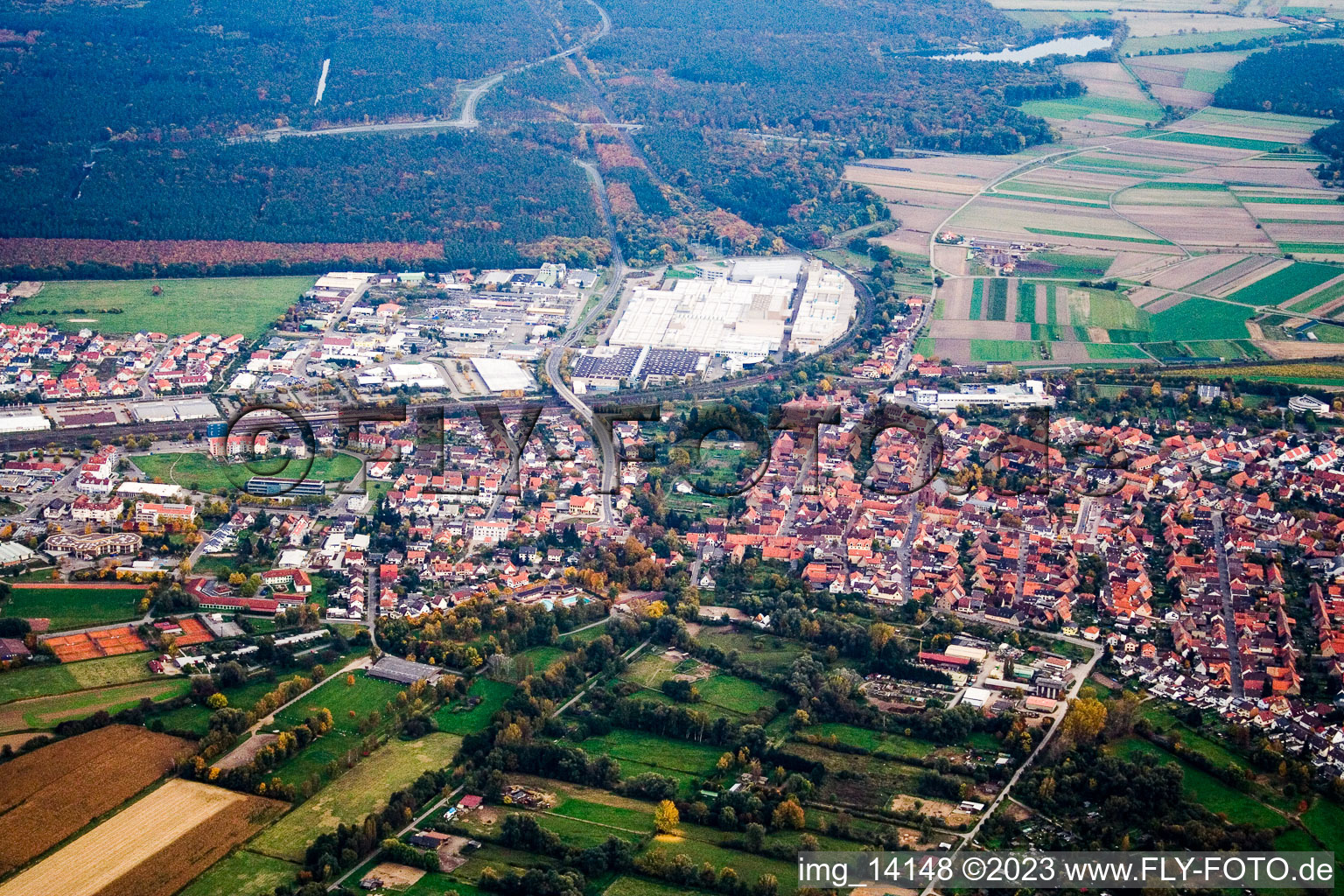 Quartier Graben in Graben-Neudorf dans le département Bade-Wurtemberg, Allemagne hors des airs