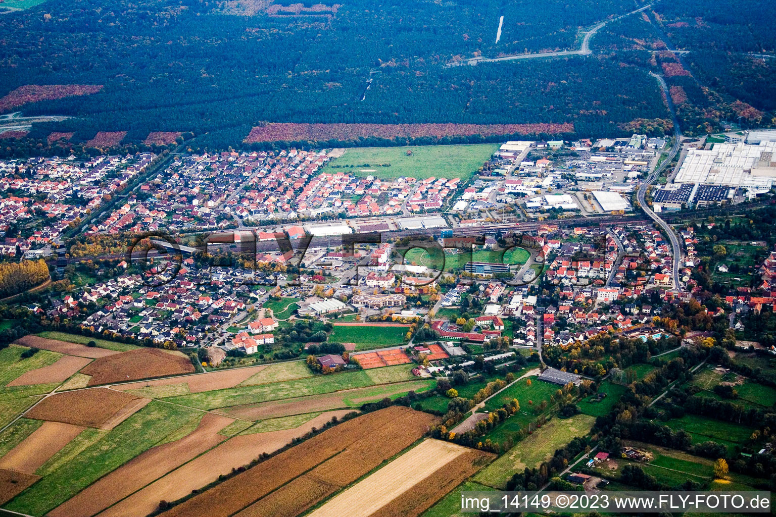 Quartier Graben in Graben-Neudorf dans le département Bade-Wurtemberg, Allemagne vue d'en haut