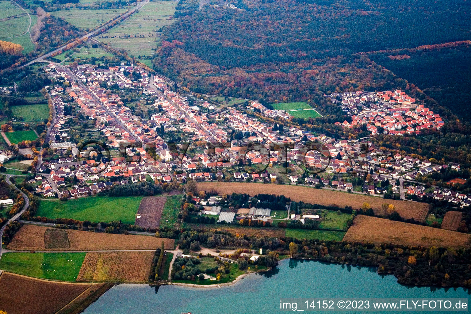 Photographie aérienne de Quartier Huttenheim in Philippsburg dans le département Bade-Wurtemberg, Allemagne
