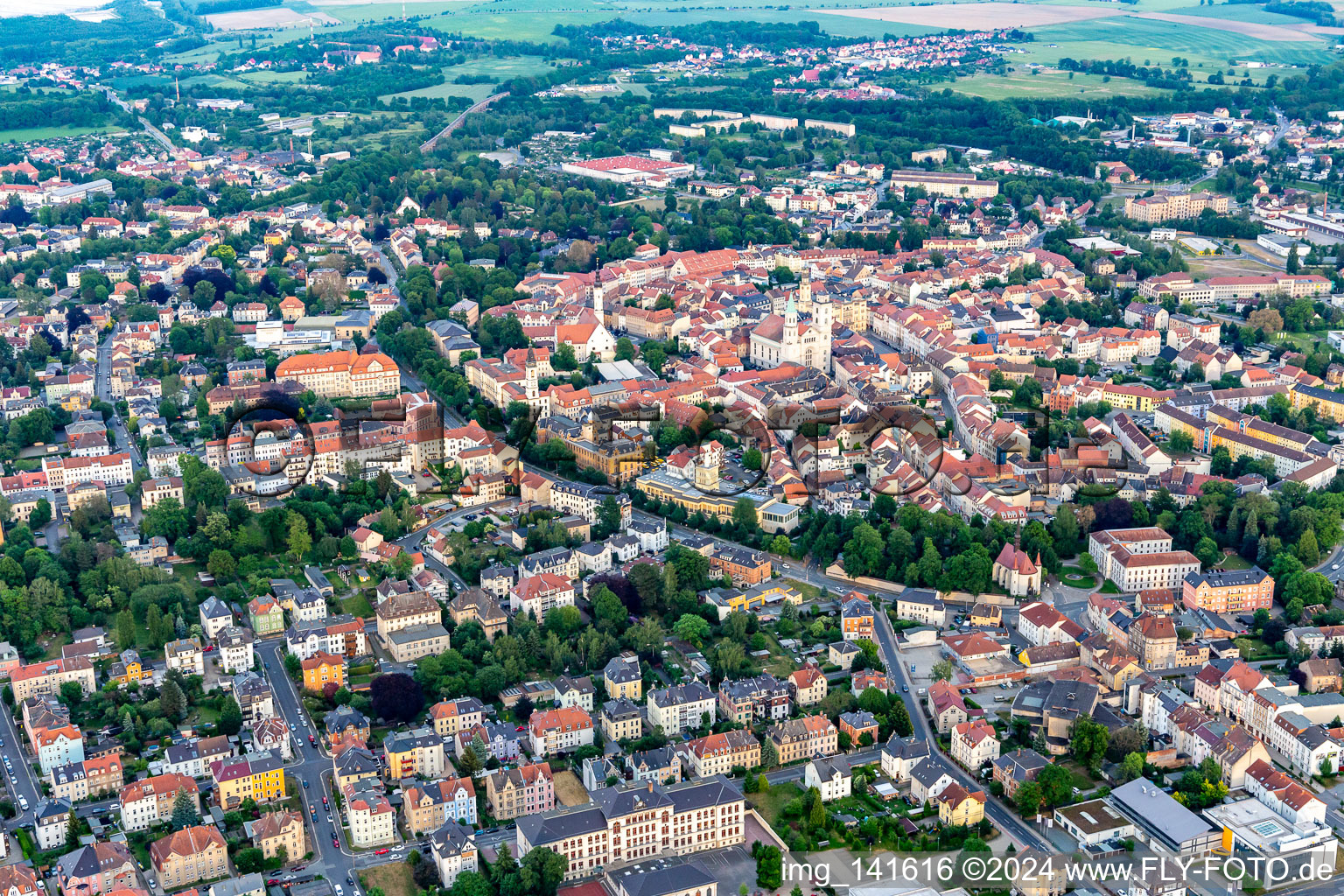 Vue aérienne de Du nord-ouest à Zittau dans le département Saxe, Allemagne