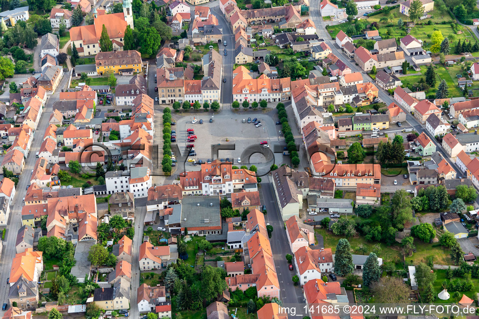 Vue aérienne de Marché à Ostritz dans le département Saxe, Allemagne