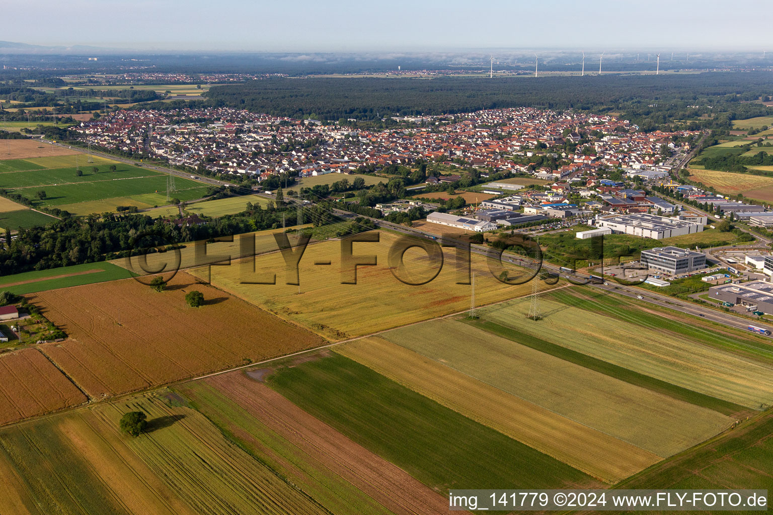 Vue aérienne de Du nord-est à Hördt dans le département Rhénanie-Palatinat, Allemagne