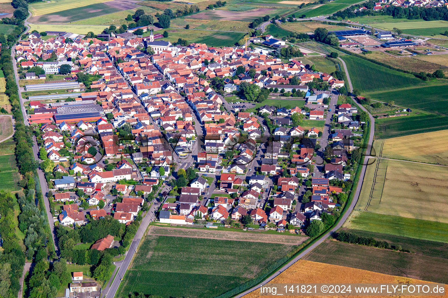 Vue aérienne de De l'est à Neupotz dans le département Rhénanie-Palatinat, Allemagne