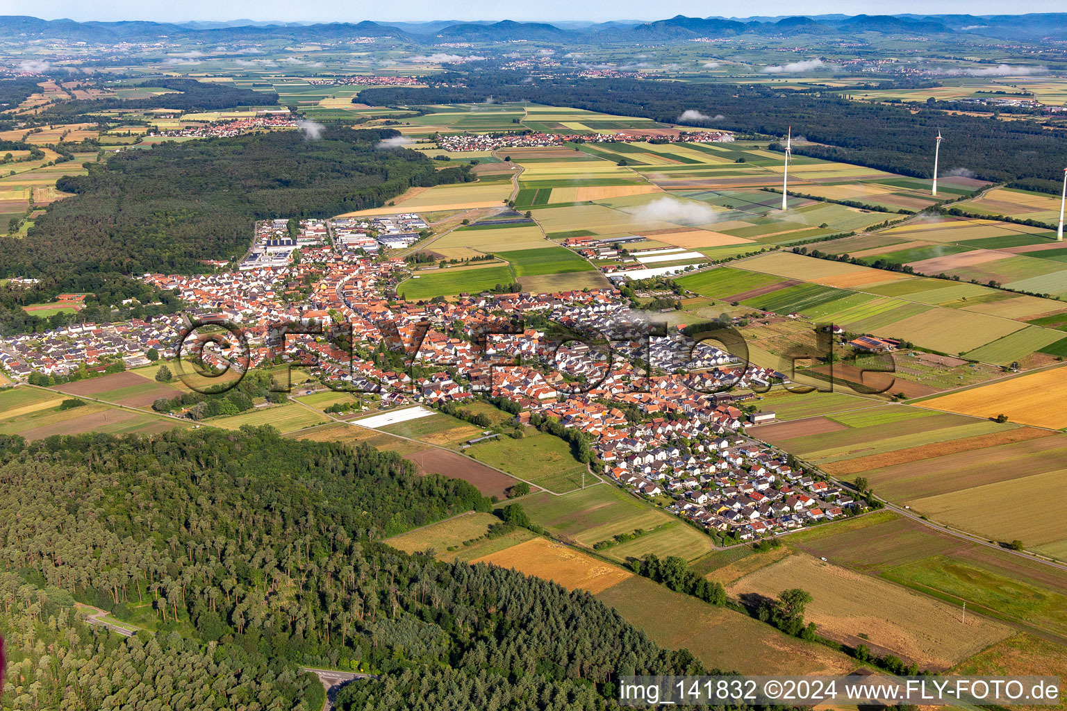 Vue aérienne de Du sud-est à Hatzenbühl dans le département Rhénanie-Palatinat, Allemagne