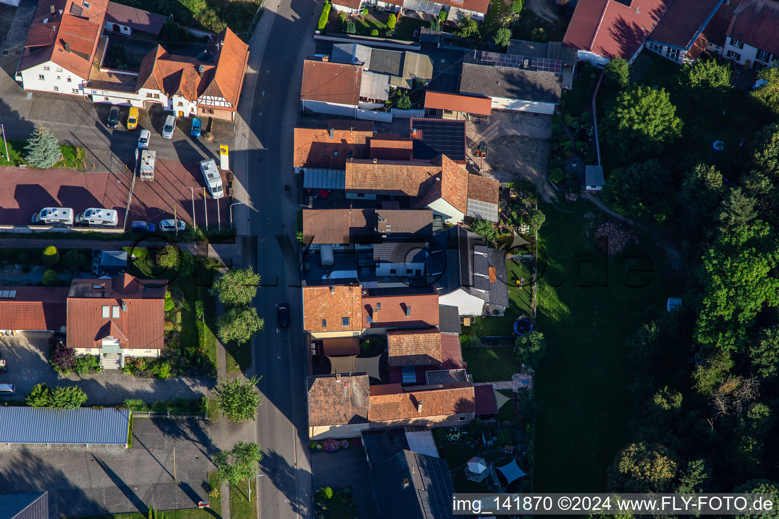 Vue aérienne de Rue Haupt à Minfeld dans le département Rhénanie-Palatinat, Allemagne