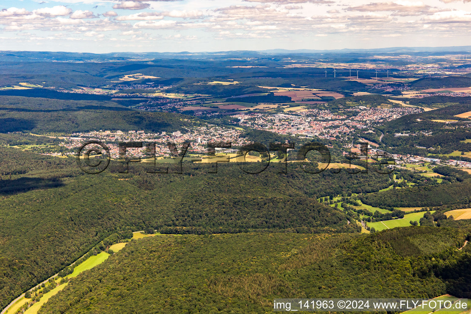 Vue aérienne de Du sud à Bad Kissingen dans le département Bavière, Allemagne