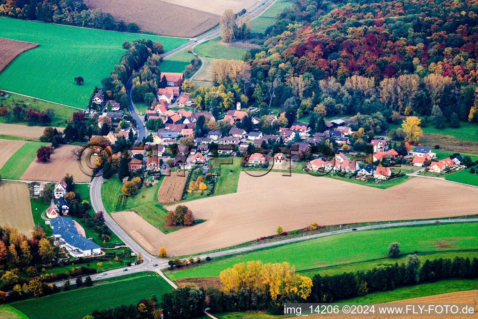 Vue aérienne de Unterhof dans le département Bade-Wurtemberg, Allemagne