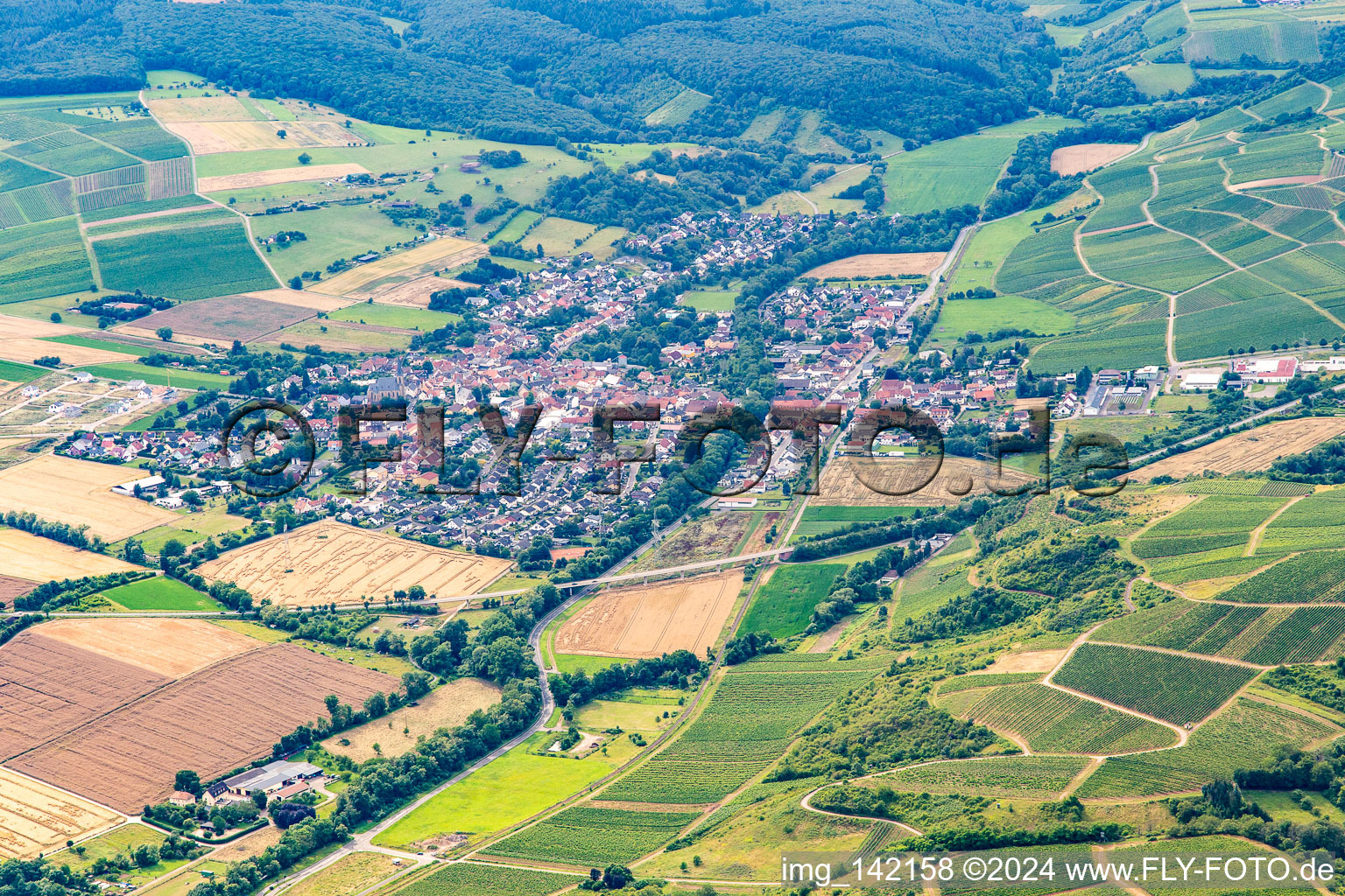 Vue aérienne de Du sud-est à Windesheim dans le département Rhénanie-Palatinat, Allemagne