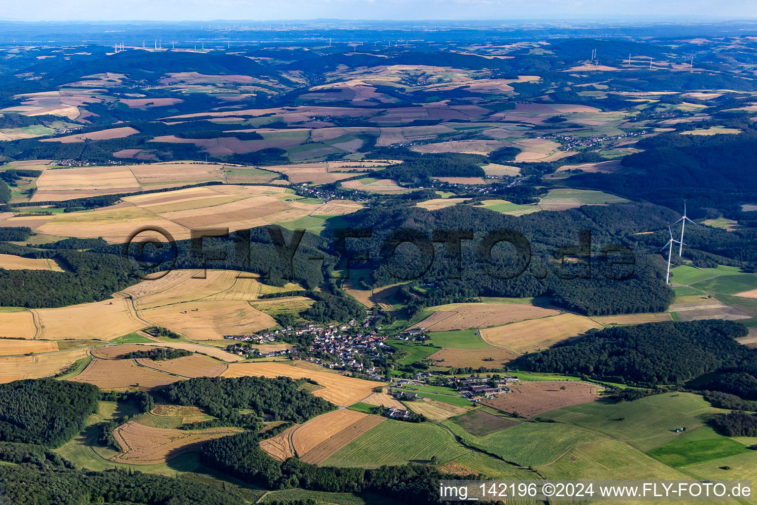 Vue aérienne de Du nord à Hoppstädten dans le département Rhénanie-Palatinat, Allemagne