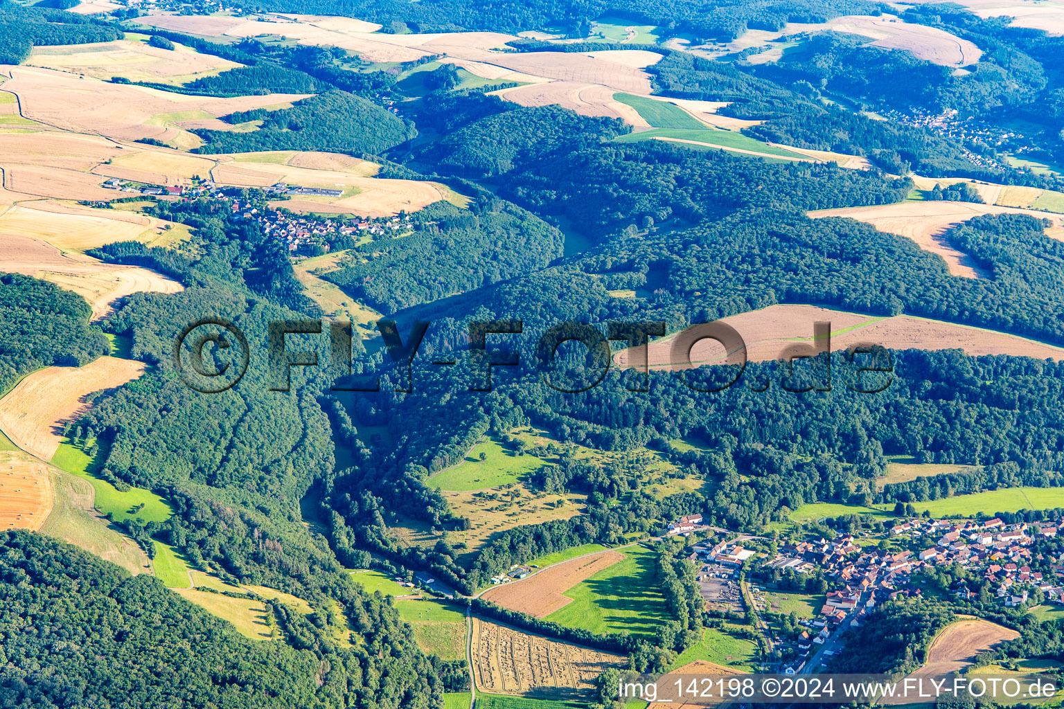 Vue aérienne de Odenbachtal depuis le nord à Adenbach dans le département Rhénanie-Palatinat, Allemagne