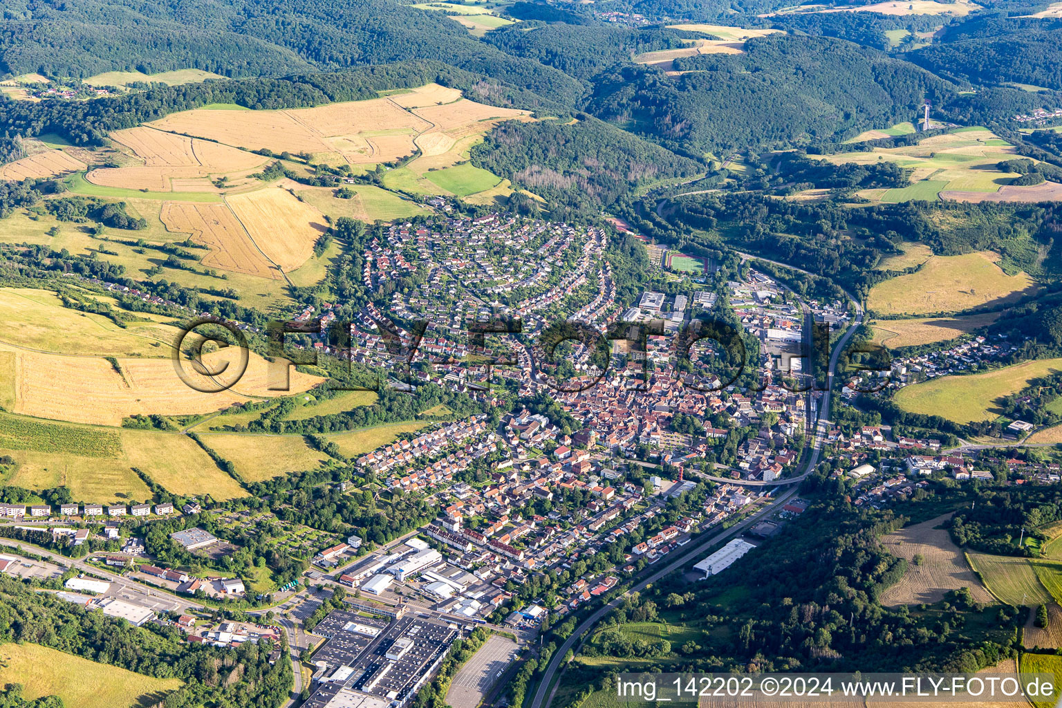 Vue aérienne de Du nord à Rockenhausen dans le département Rhénanie-Palatinat, Allemagne