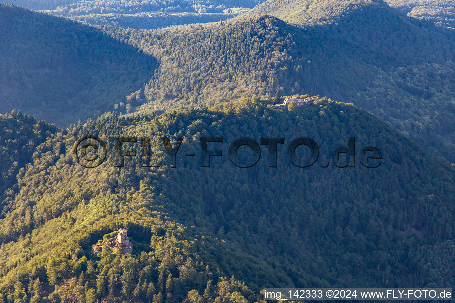 Vue aérienne de Ruines de Hohenburg à Wingen dans le département Bas Rhin, France