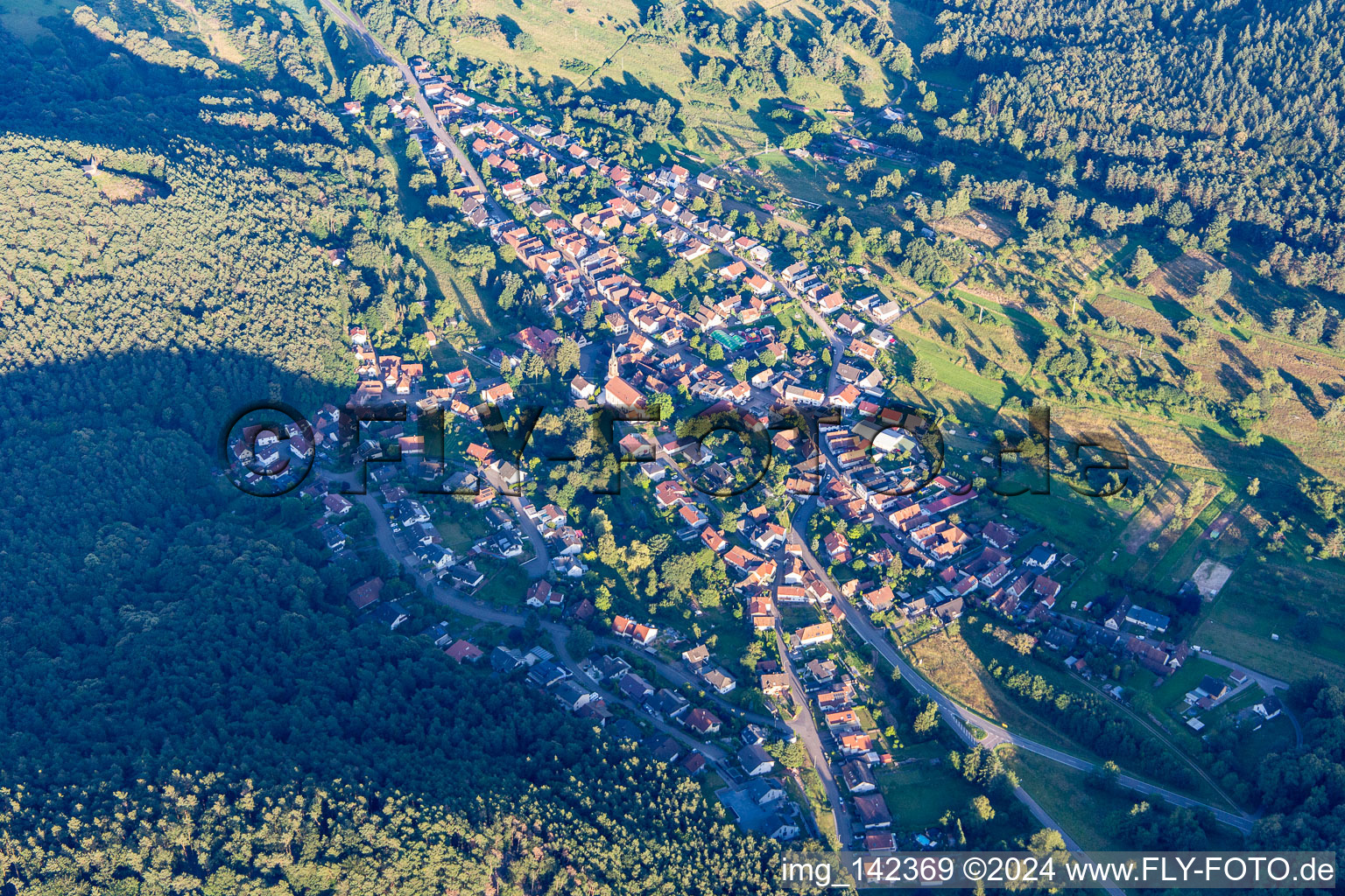 Vue aérienne de Du nord-ouest à Birkenhördt dans le département Rhénanie-Palatinat, Allemagne