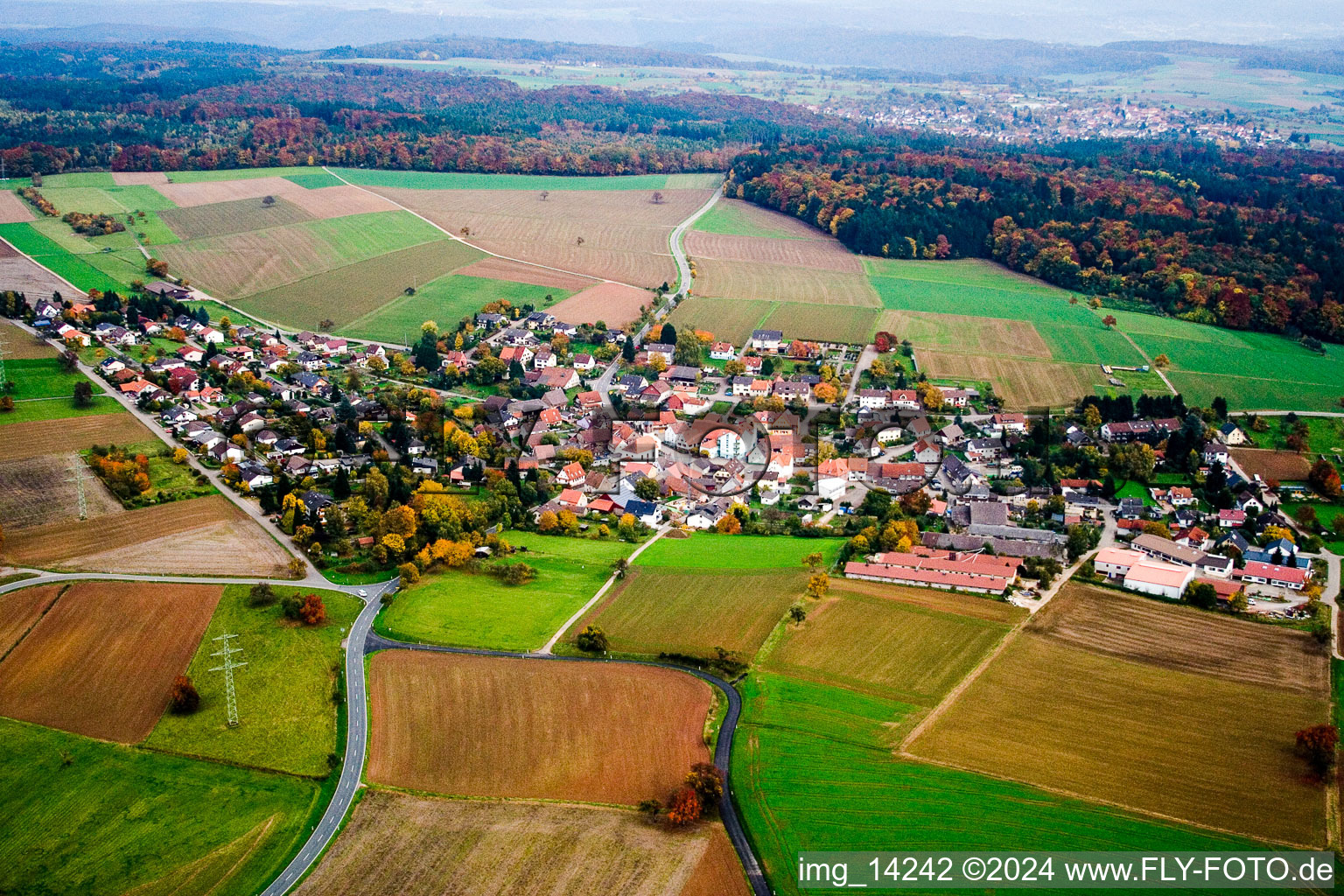 Vue aérienne de De l'ouest à le quartier Schwanheim in Schönbrunn dans le département Bade-Wurtemberg, Allemagne