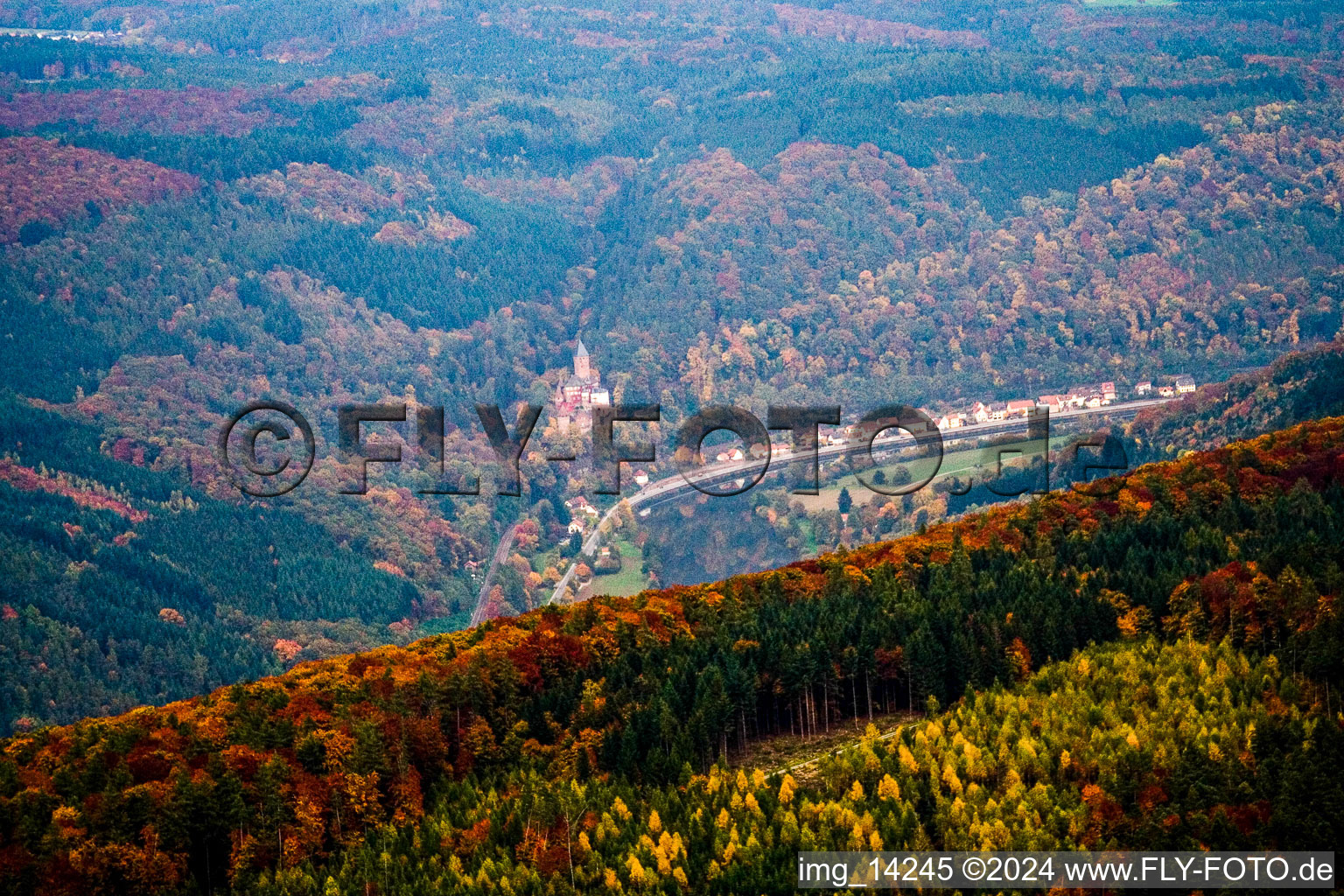 Vue aérienne de Sur le Neckar à Zwingenberg dans le département Bade-Wurtemberg, Allemagne