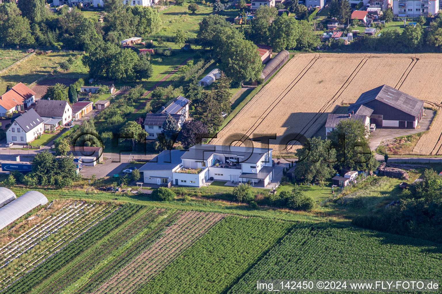 Vue aérienne de Villa sur le Böhlweg à le quartier Offenbach in Offenbach an der Queich dans le département Rhénanie-Palatinat, Allemagne