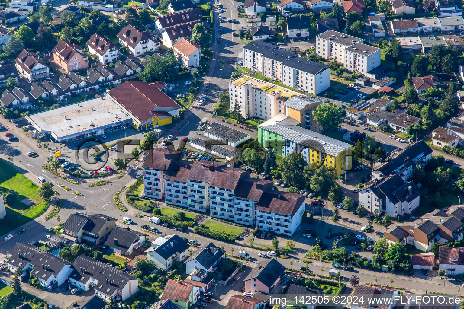 Vue aérienne de Theodor-Heuss-Straß à Germersheim dans le département Rhénanie-Palatinat, Allemagne