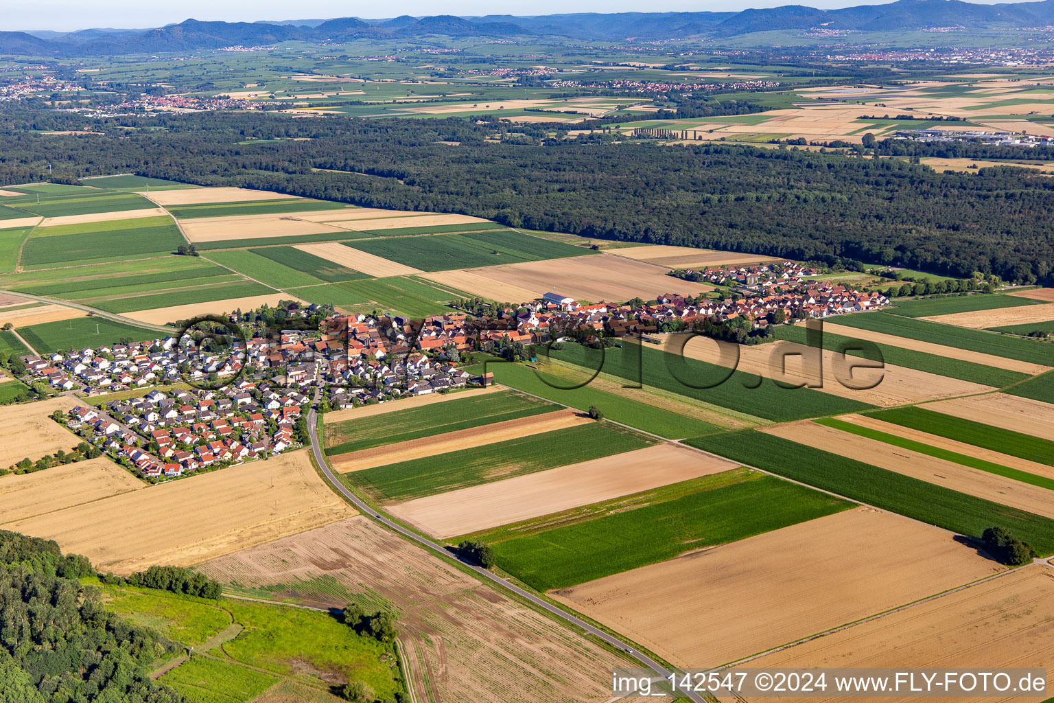 Vue aérienne de Du sud-est à le quartier Hayna in Herxheim bei Landau dans le département Rhénanie-Palatinat, Allemagne