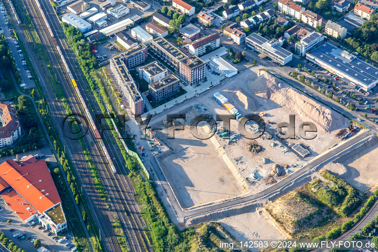 Vue aérienne de Nouveau chantier sur la Pfaudlerstrasse à Schwetzingen dans le département Bade-Wurtemberg, Allemagne