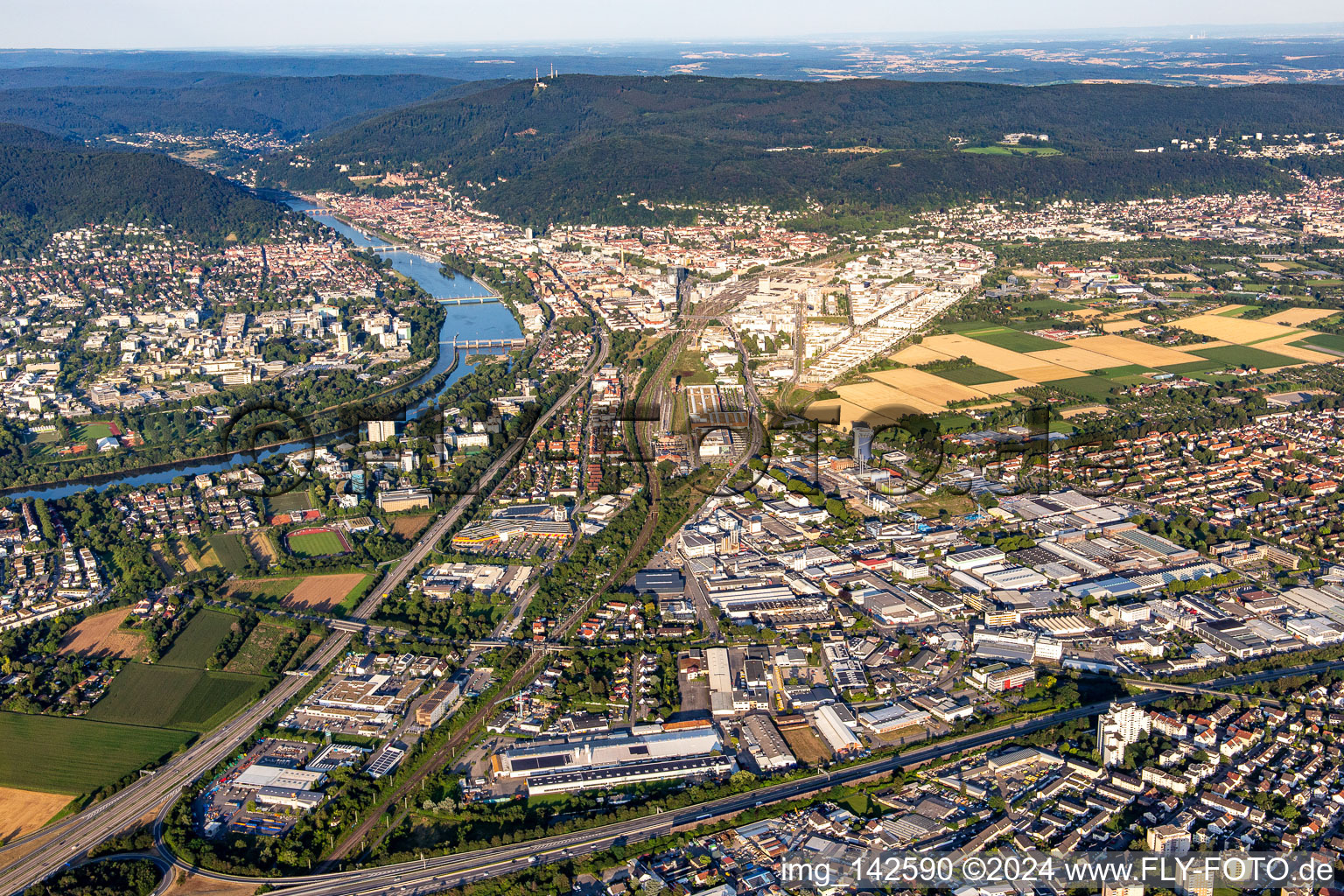 Vue aérienne de De l'ouest à le quartier Ochsenkopf in Heidelberg dans le département Bade-Wurtemberg, Allemagne