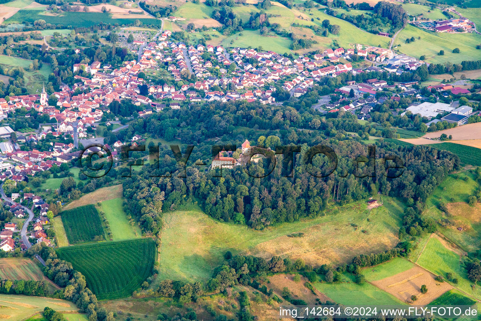 Vue aérienne de Terrain d'expérience du château de Reichenberg à Reichelsheim dans le département Hesse, Allemagne