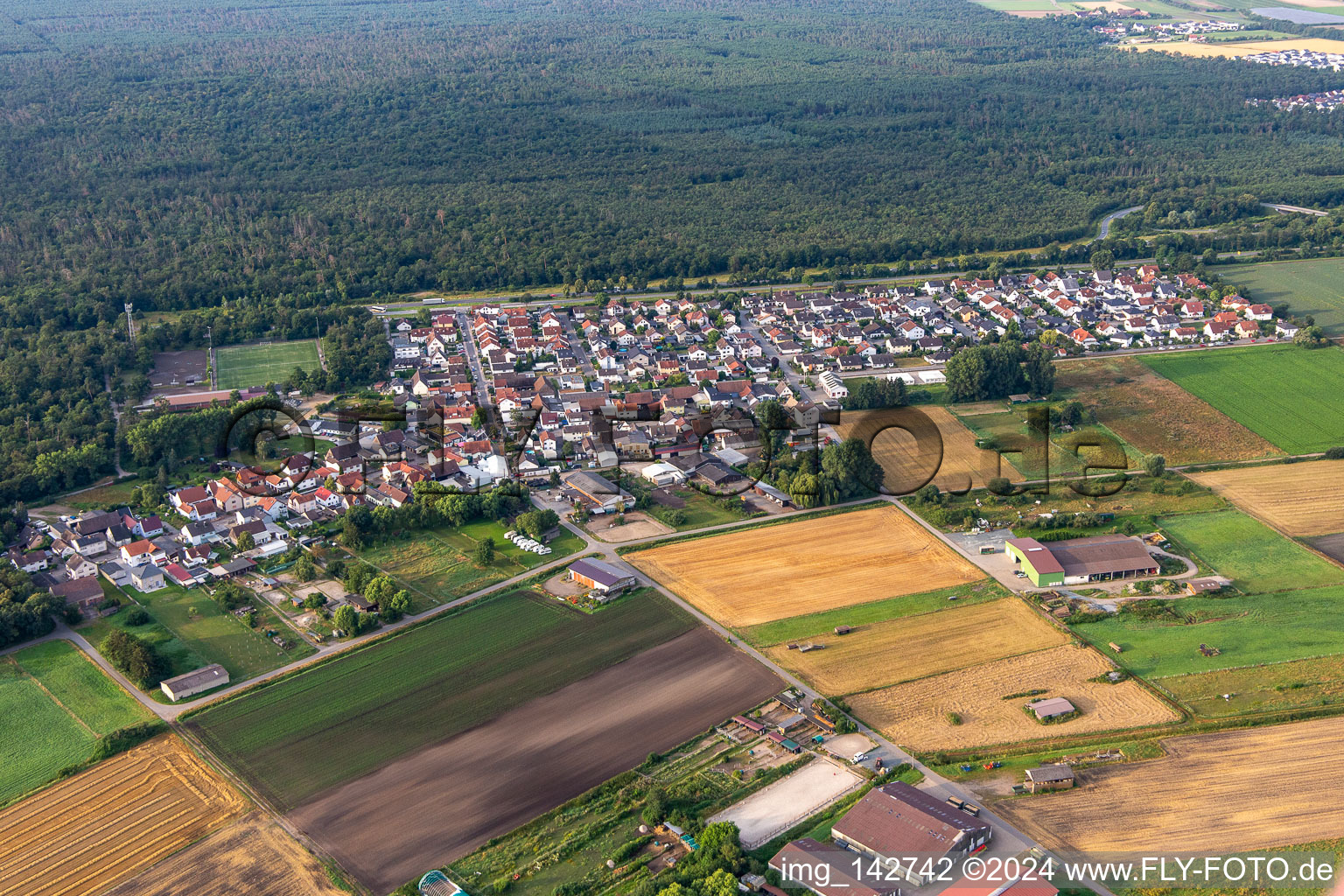 Vue aérienne de Du nord à le quartier Riedrode in Bürstadt dans le département Hesse, Allemagne