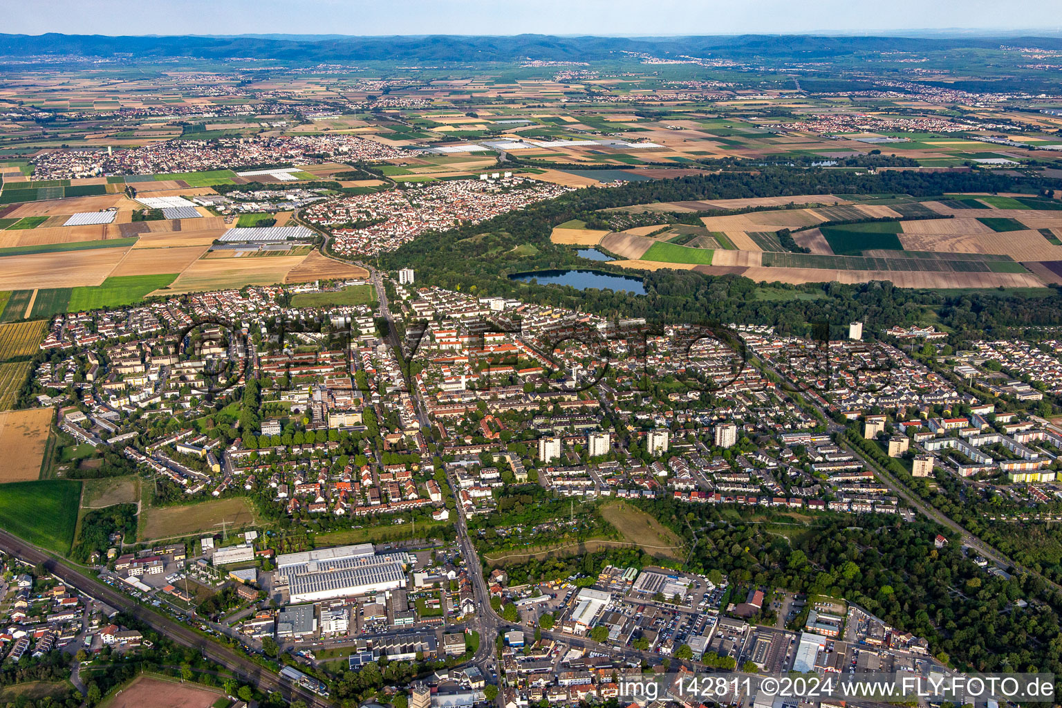 Vue aérienne de De l'est à le quartier Gartenstadt in Ludwigshafen am Rhein dans le département Rhénanie-Palatinat, Allemagne