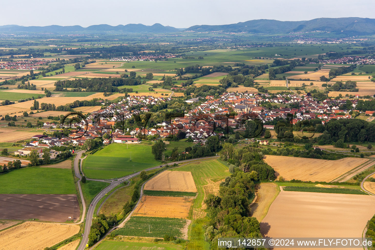 Vue aérienne de Du nord-est à le quartier Geinsheim in Neustadt an der Weinstraße dans le département Rhénanie-Palatinat, Allemagne