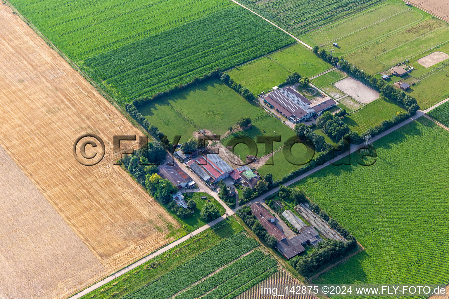 Vue aérienne de Rosenhof et Eichenhof, depuis lors à le quartier Ottersheim in Ottersheim bei Landau dans le département Rhénanie-Palatinat, Allemagne