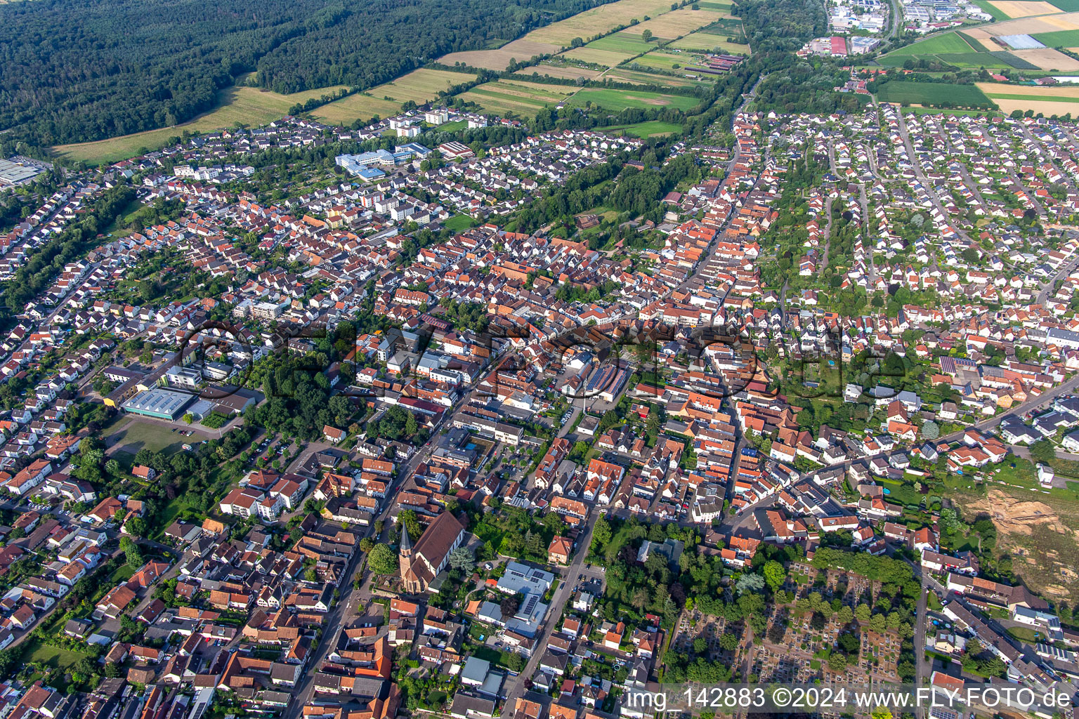 Vue aérienne de De l'est à Herxheim bei Landau dans le département Rhénanie-Palatinat, Allemagne