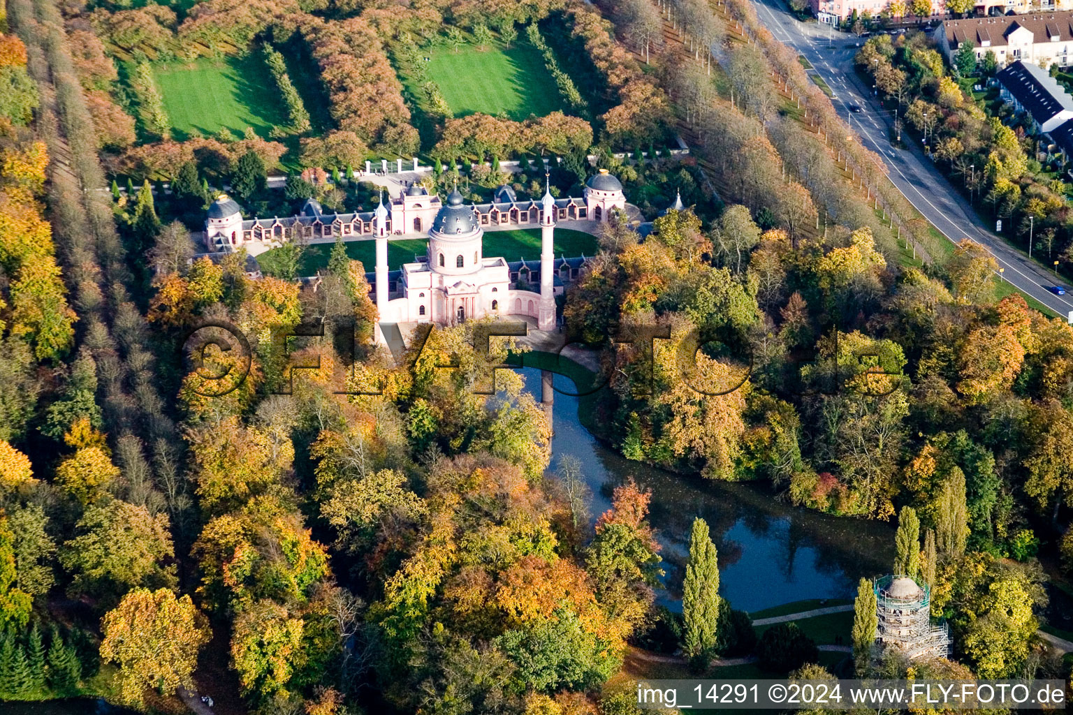 Vue oblique de Schwetzingen dans le département Bade-Wurtemberg, Allemagne