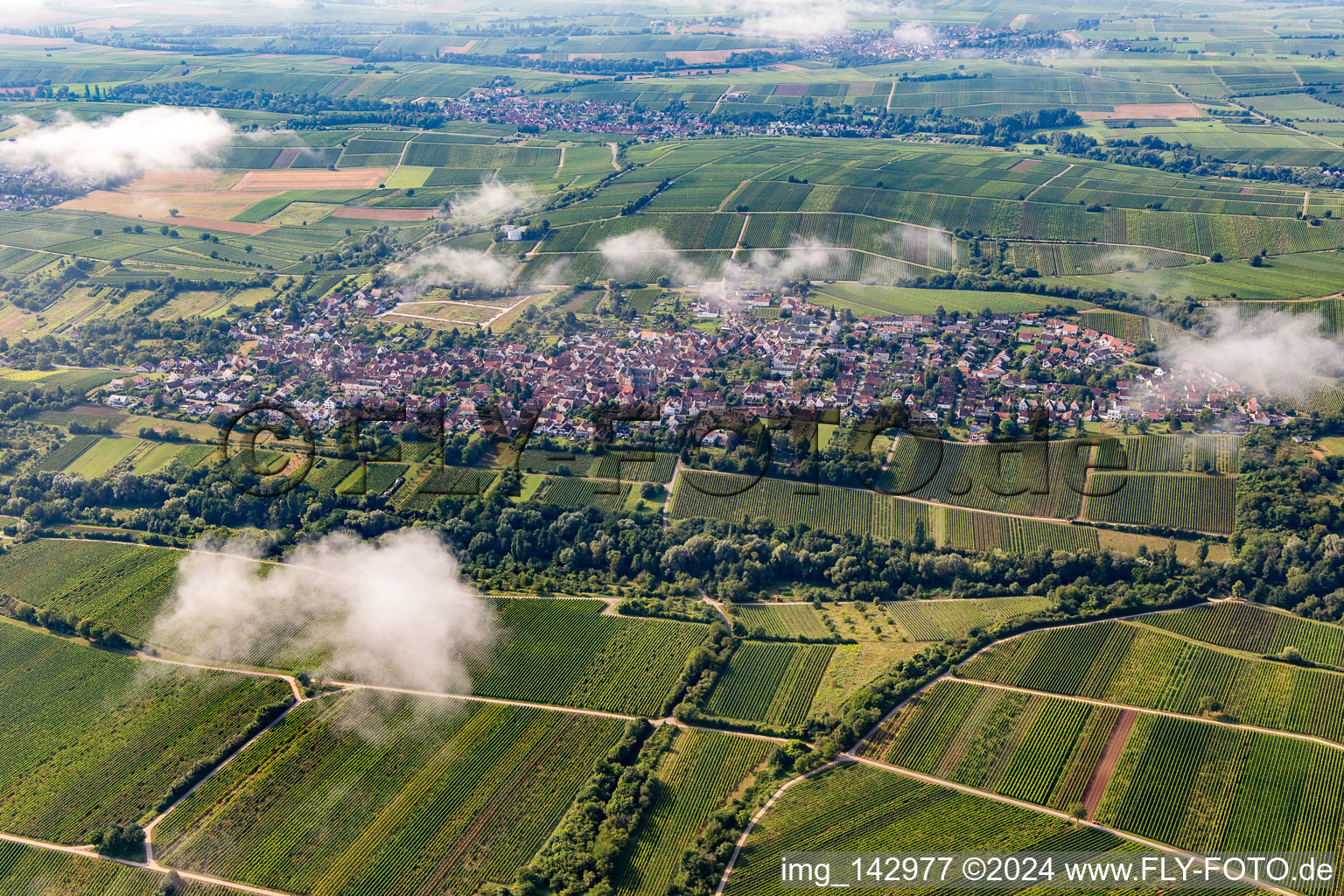 Vue aérienne de Village du nord sous les nuages à le quartier Arzheim in Landau in der Pfalz dans le département Rhénanie-Palatinat, Allemagne