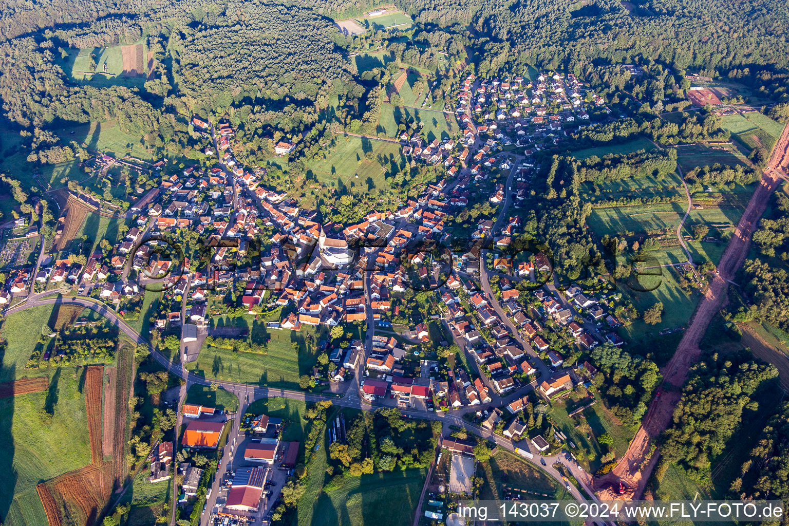 Vue oblique de De l'est à le quartier Gossersweiler in Gossersweiler-Stein dans le département Rhénanie-Palatinat, Allemagne