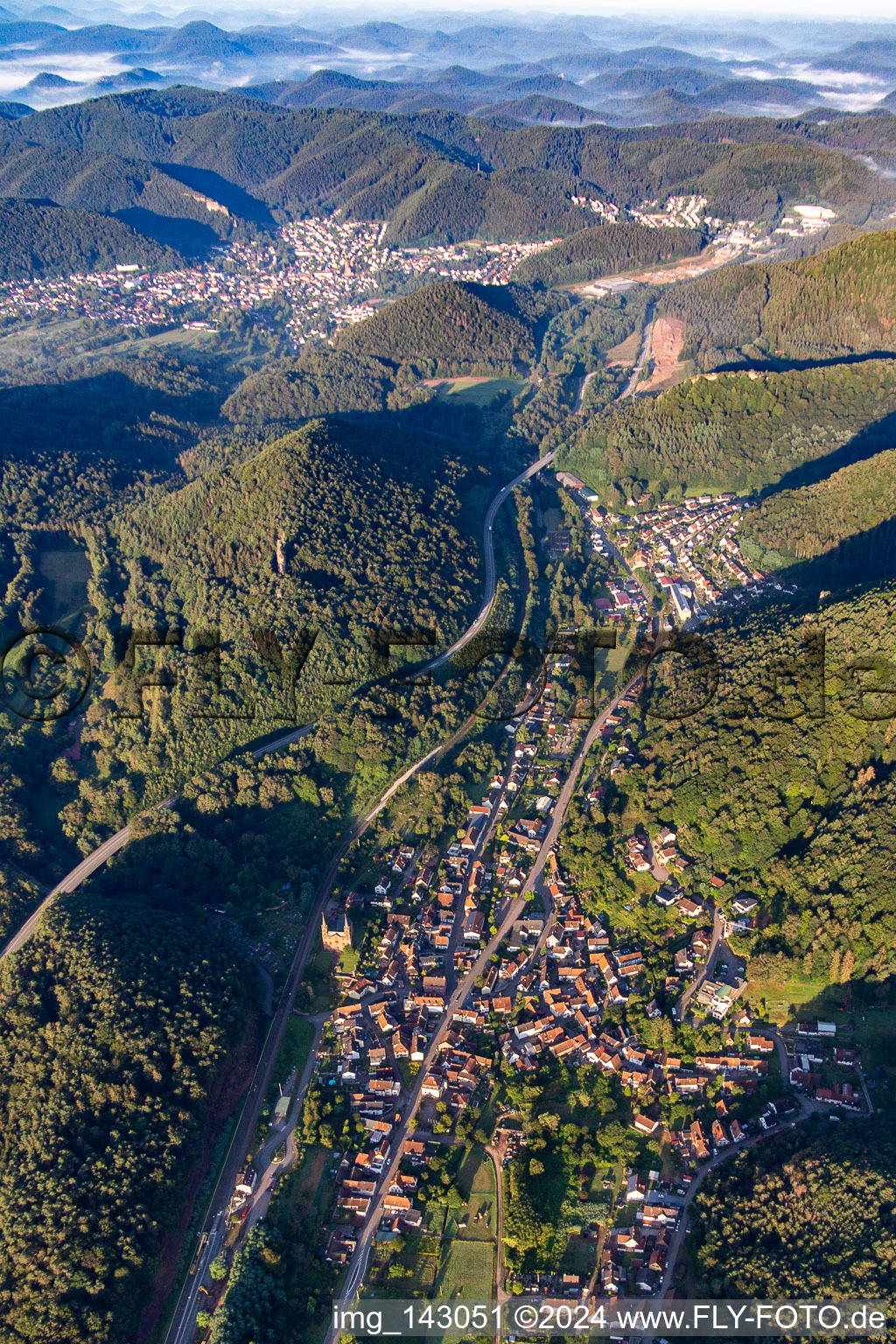 Vue aérienne de De l'est à Wilgartswiesen dans le département Rhénanie-Palatinat, Allemagne