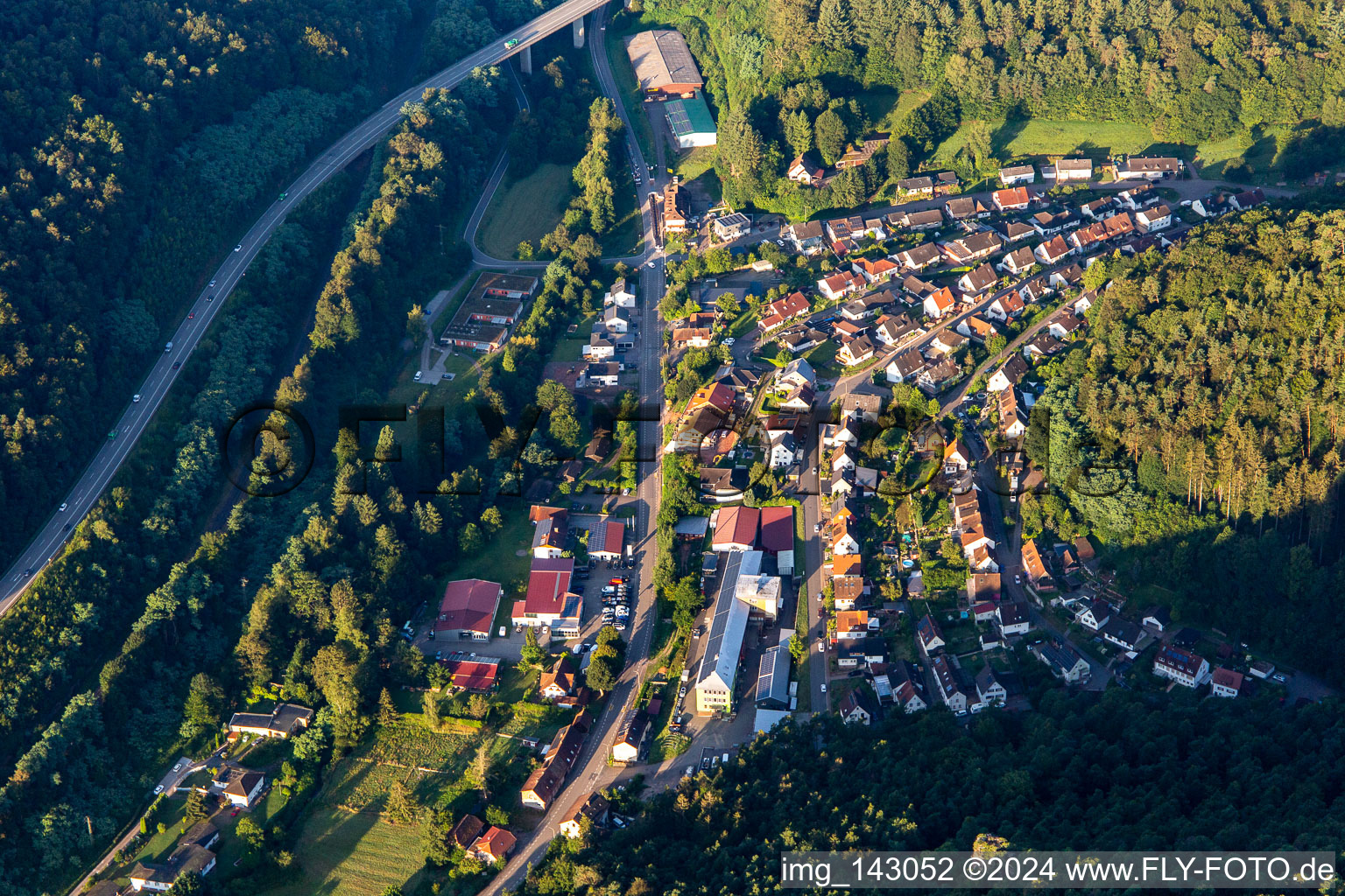 Vue aérienne de Main et Burgstr à Wilgartswiesen dans le département Rhénanie-Palatinat, Allemagne