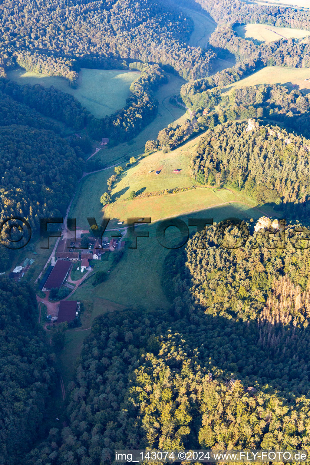 Vue aérienne de Bärenbrunntertal à Busenberg dans le département Rhénanie-Palatinat, Allemagne