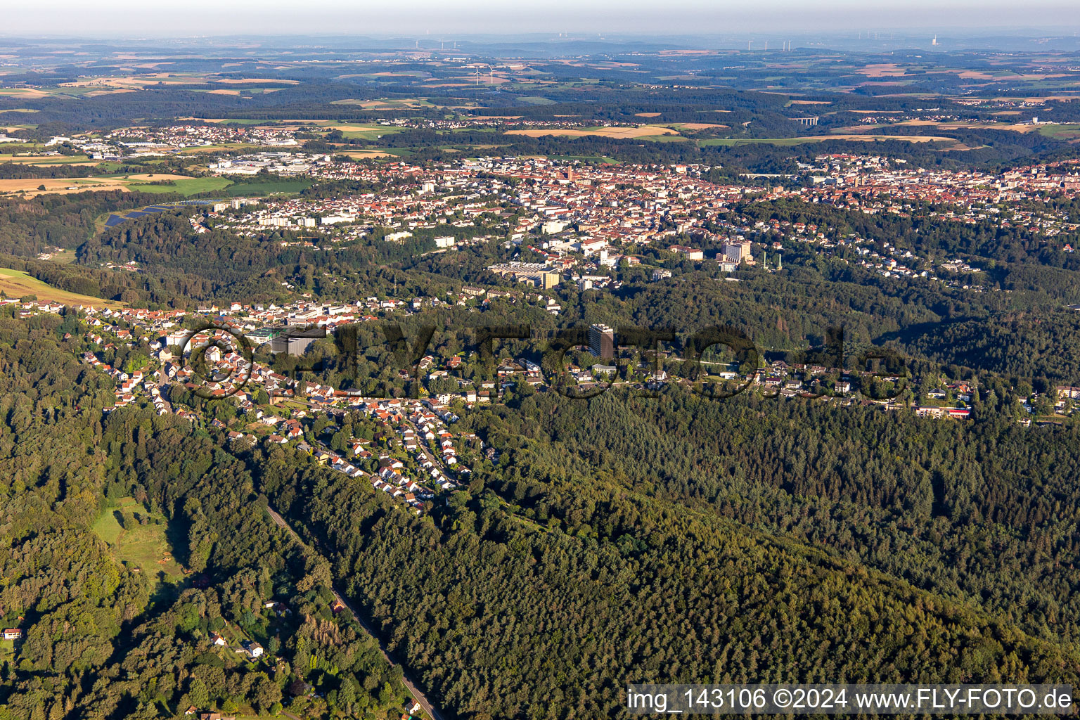 Vue aérienne de Du sud-est à le quartier Ruhbank in Pirmasens dans le département Rhénanie-Palatinat, Allemagne