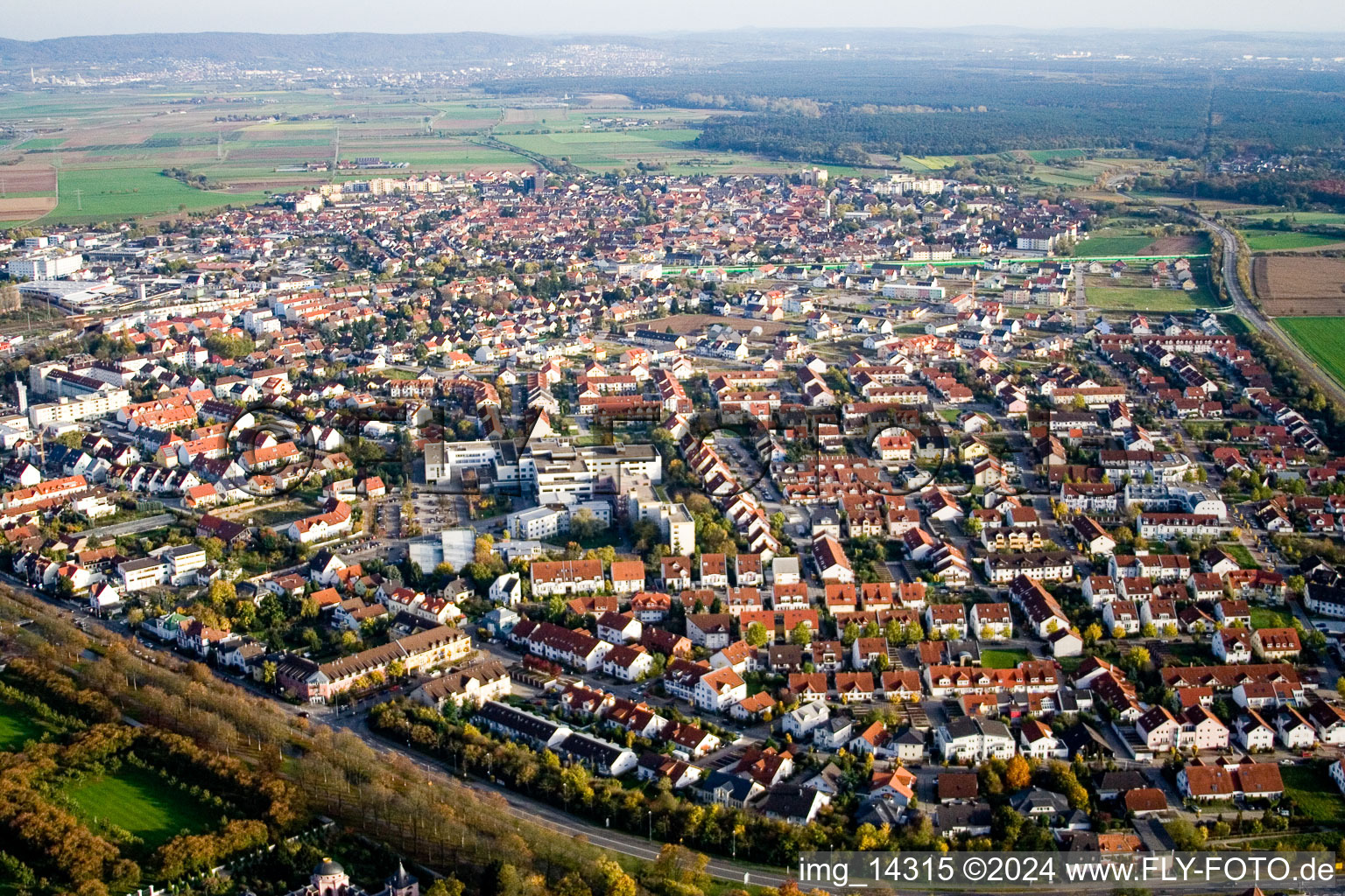 Vue oblique de Schwetzingen dans le département Bade-Wurtemberg, Allemagne