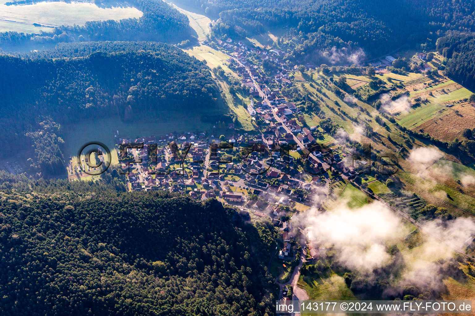 Vue aérienne de De l'ouest à Schindhard dans le département Rhénanie-Palatinat, Allemagne